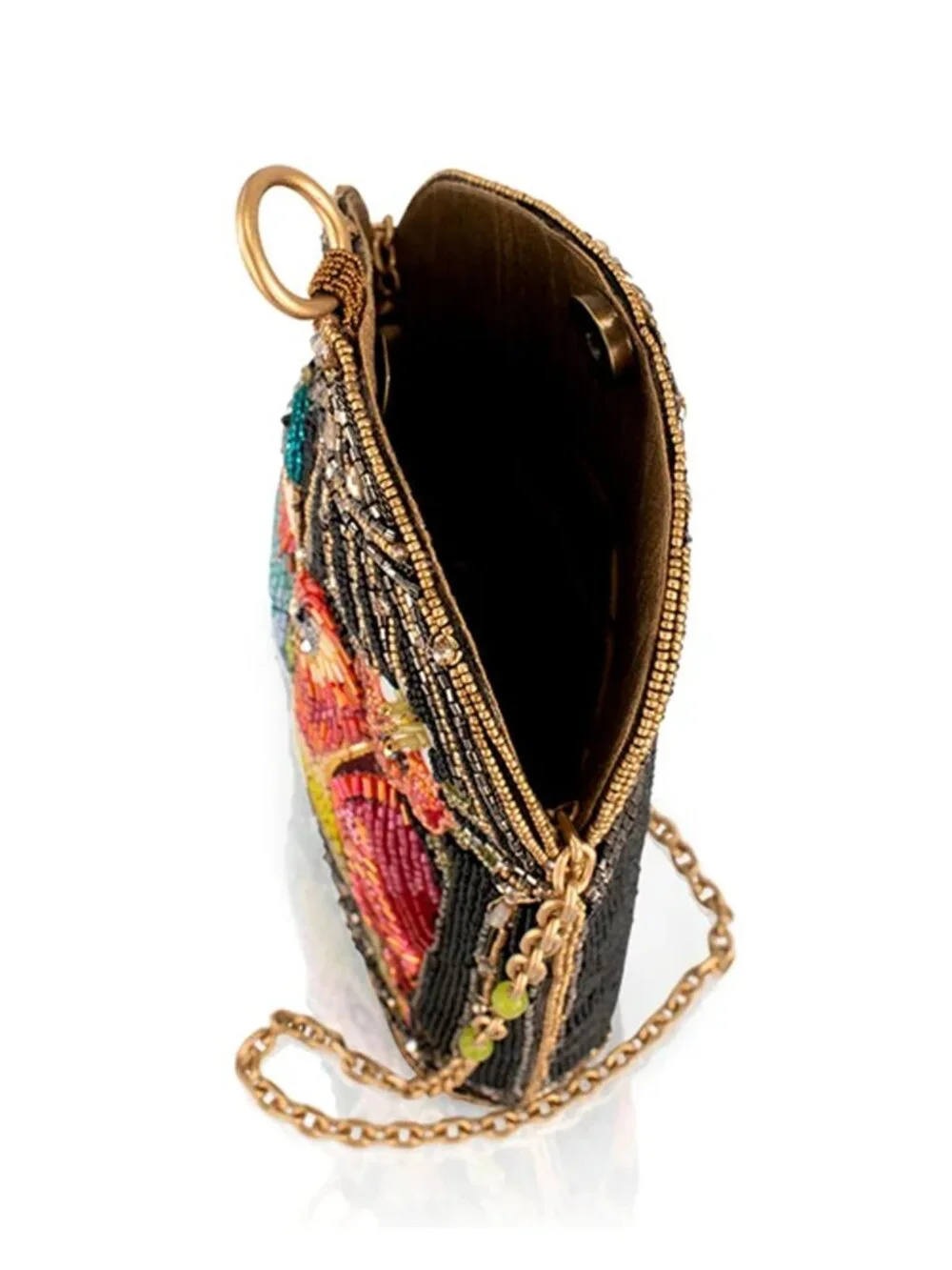 Mary Frances Beak To Beak Crossbody Handbag Love Bird Floral Bag Black Purse NEW